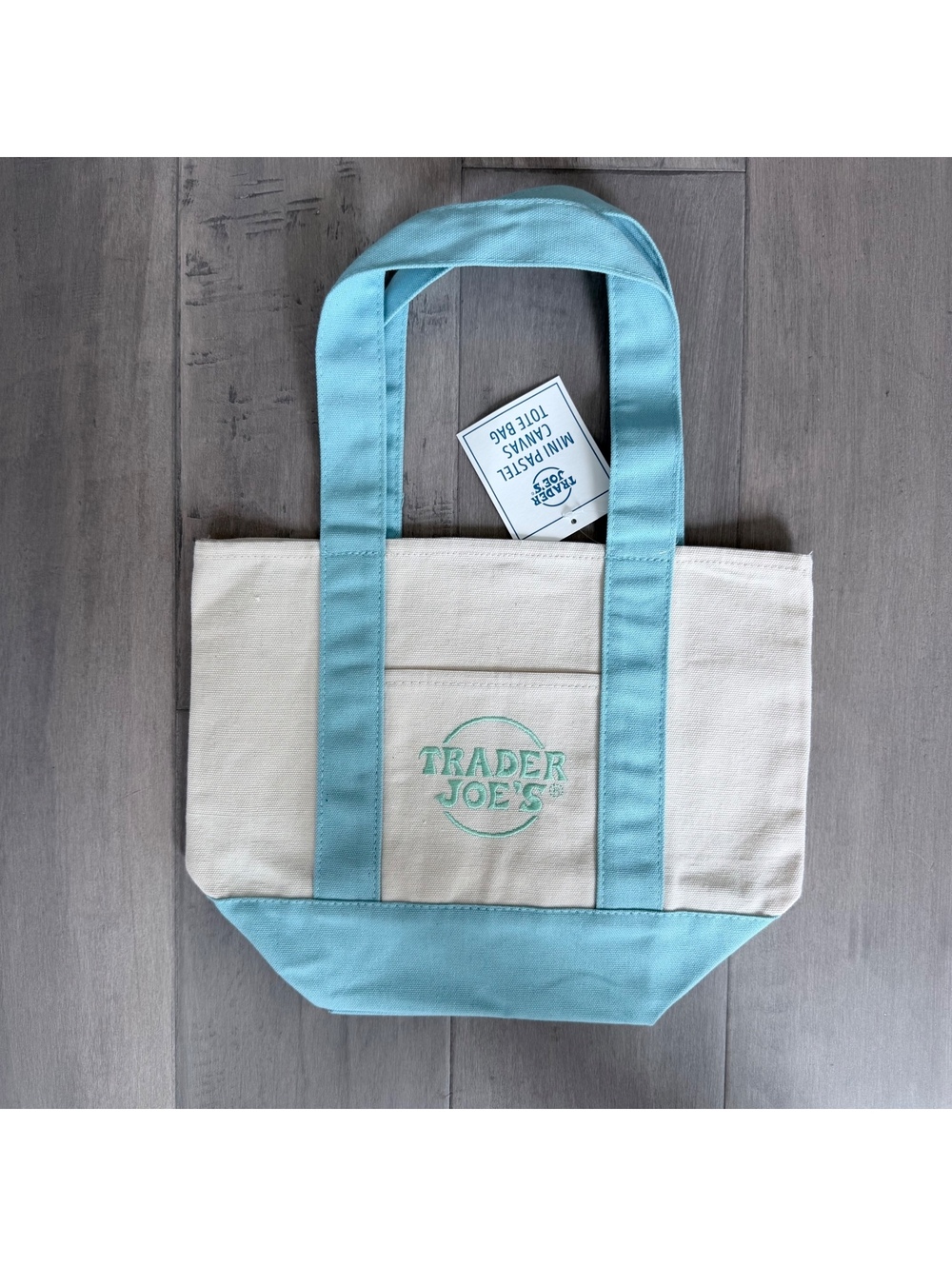 Trader Joe's Mini Pastel Canvas Tote Bag - Light Blue - Picture 6 of 6